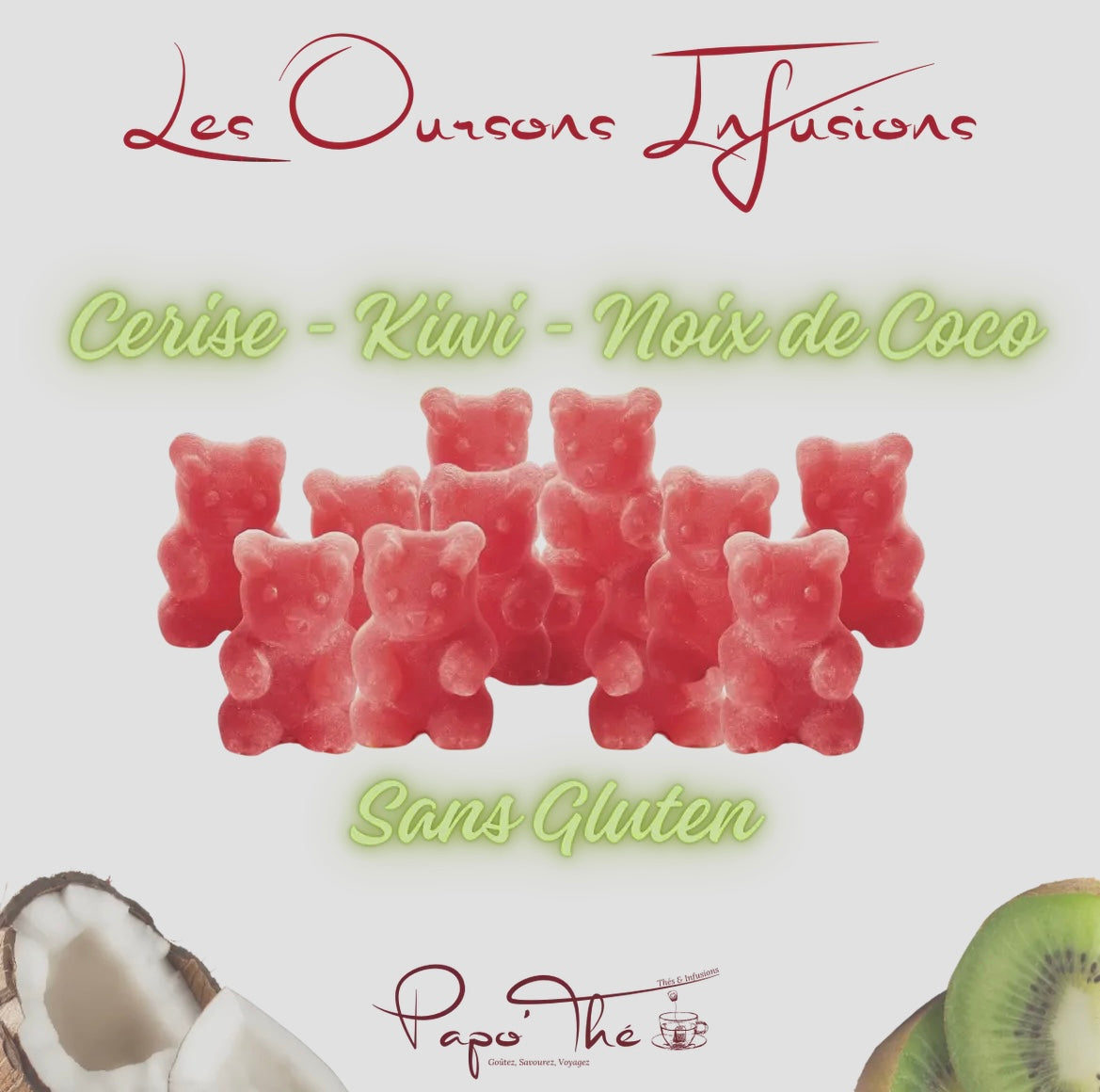 Bonbons cerise-kiwi-noix de coco x10đđ„đ„„